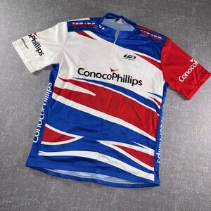 Louis Garneau Cycling Jersey Mens Large Red White Blue ConocoPhillips MS150